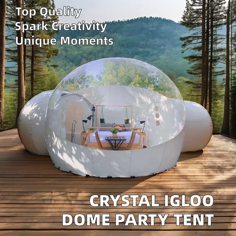 Transparent PVC Oxford Kids Party Air Tent Waterproof Fun House Inflatable Crystal Igloo Dome Bubble Tent for Outdoor Adventures
