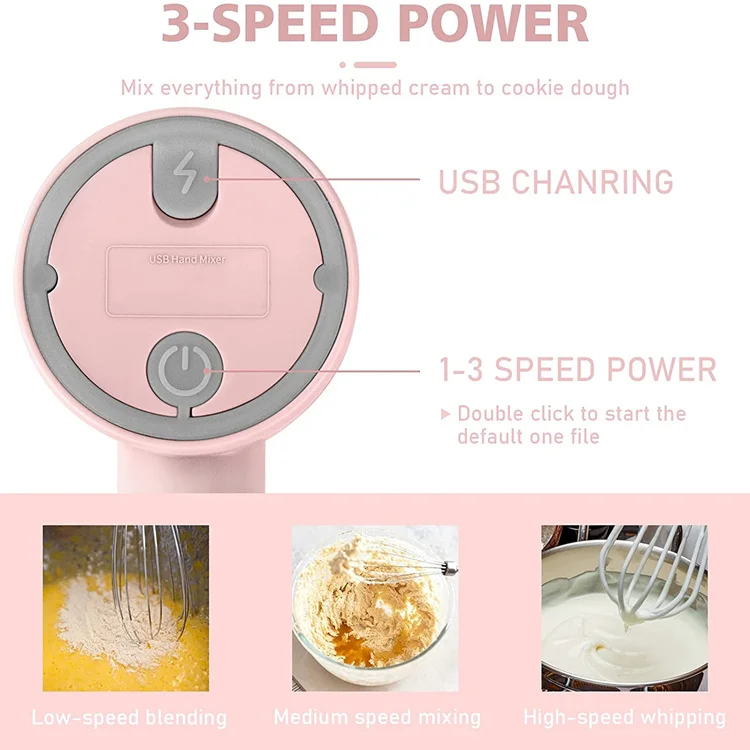 Electric Wireless Whisk with Mini Food Chopper 2 in 1, Usb Rechargeable Portable Hand Mixer for Egg, Food Chopper for Vegetable