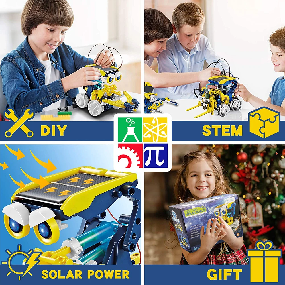 Kids DIY Assembled Solar Robot Toy Kids 11 in 1 Solar Robot Kit STEM Science Building Solar Toys For Kids