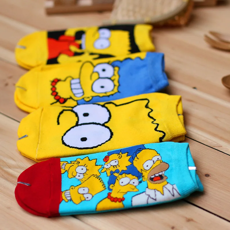 
Hot Selling Popular Unisex Socks Funny Cartoon Simpson Character Breathable Cotton Ankle Funky Couples socks 