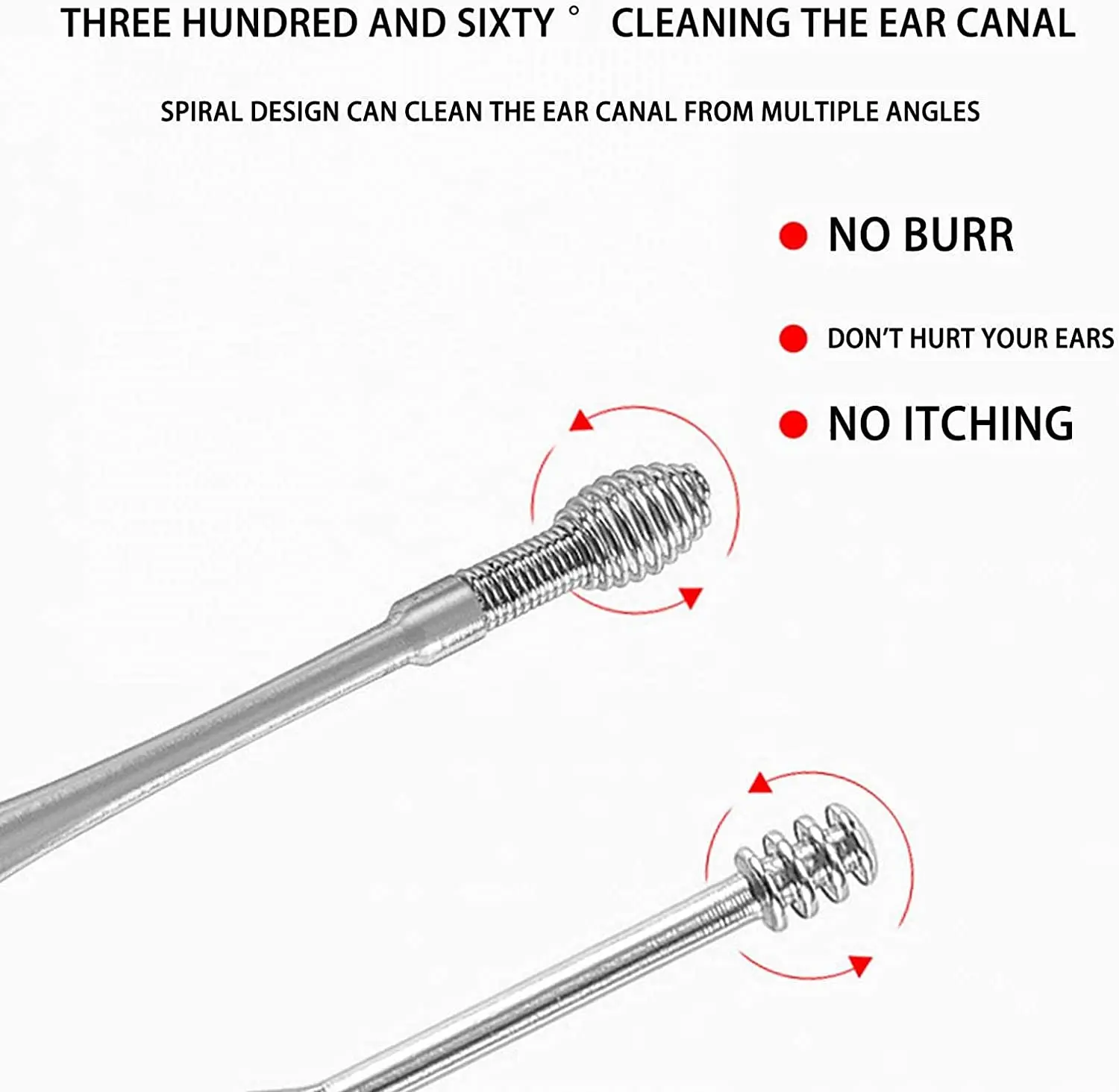 7pcs Silver Ear Cleaning Tool Earpick Set Ear Pick Earwax Removal Kit with Case