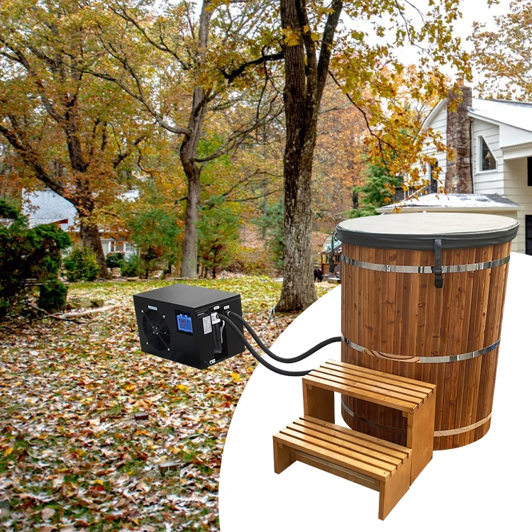 wooden barrel cold tub portable water chiller ice bath cold plunge tub