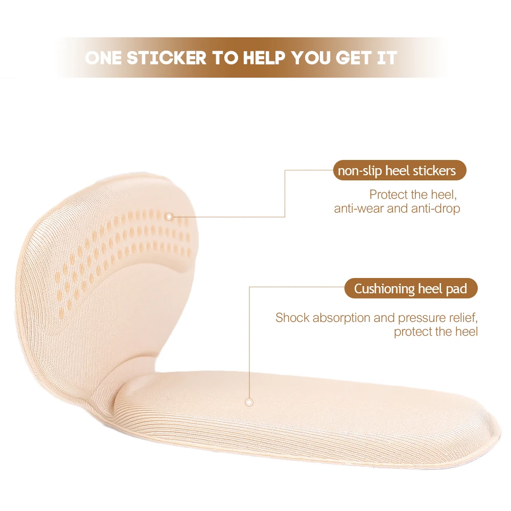 2pcs Shoe Heel Insoles Foot Heel Pad Sports Shoes Adjustable Antiwear Feet Inserts Insoles Heel Protector Sticker Insole