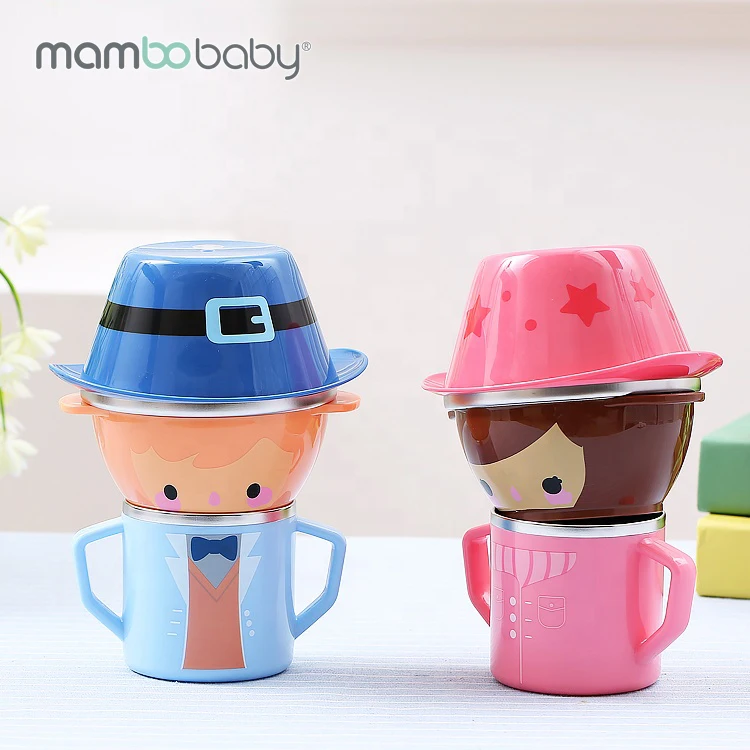  Детская посуда Mambobaby из нержавеющей стали миска для детского питания ложка набор миски кормления OEM ODM мультяшный стол