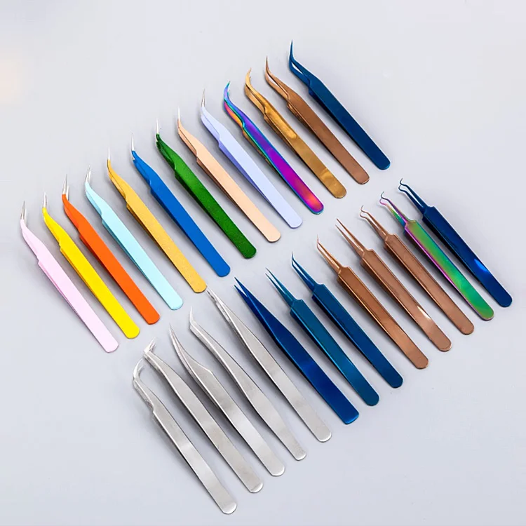 Professional Eye Lash Extension Tweezer Set with case