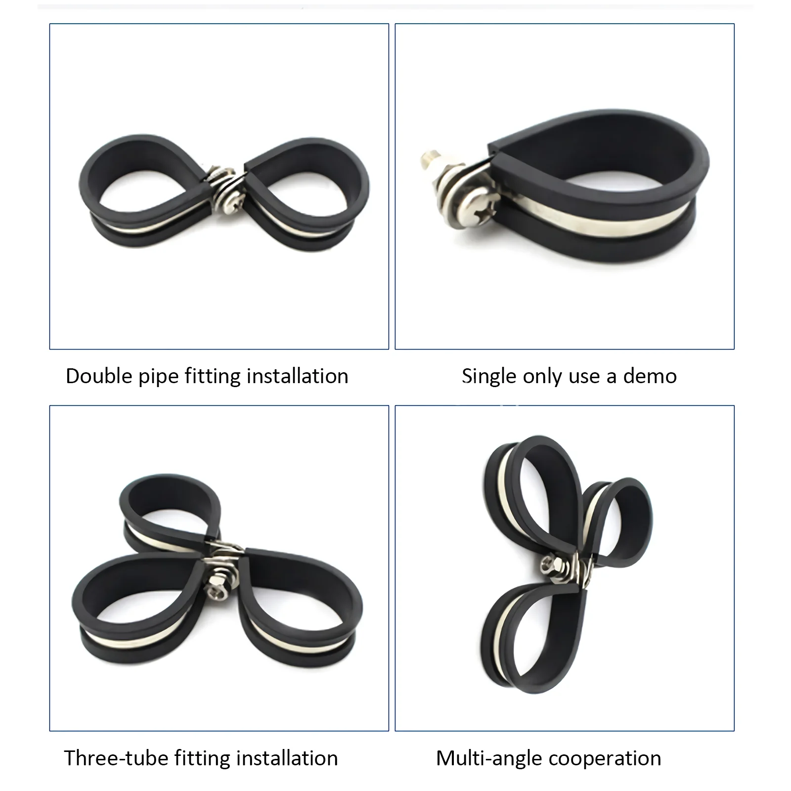 Set Of 52 Rubber Lined P Clips Cable Hose Clamps Pipe Holder Air Clip Clamp Kit Stainless Steel Rubber Cushion Pipe Clamps