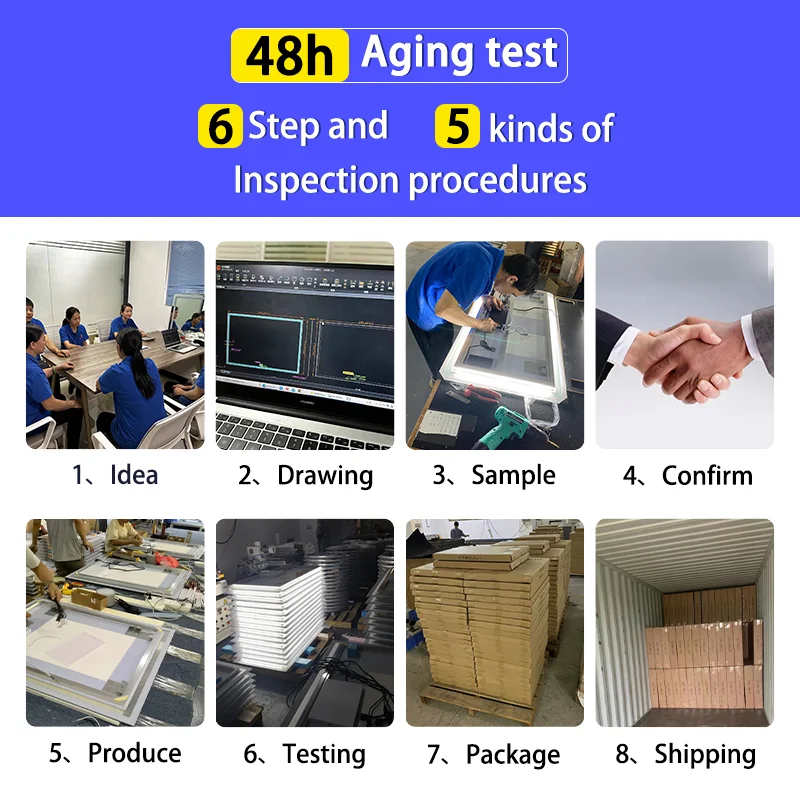 Smart Rectangle Full Length Led Mirror Heating Panel With Light And Weather Display