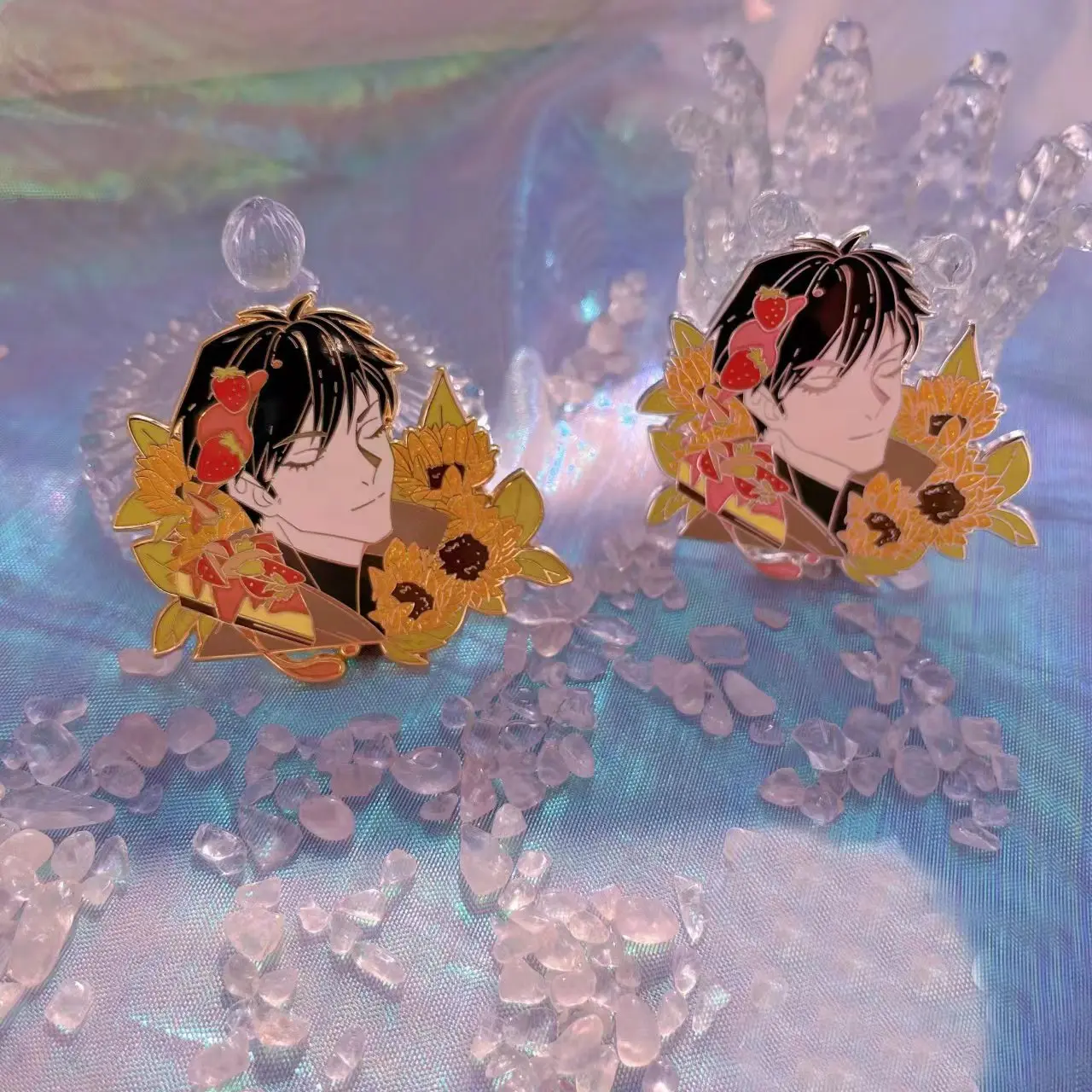 Wholesale Cute Anime Lapel Pins Logo Screen Printing Glitter Soft Enamel Pin Metal Badge Manufacturer Hard Enamel Pin Custom