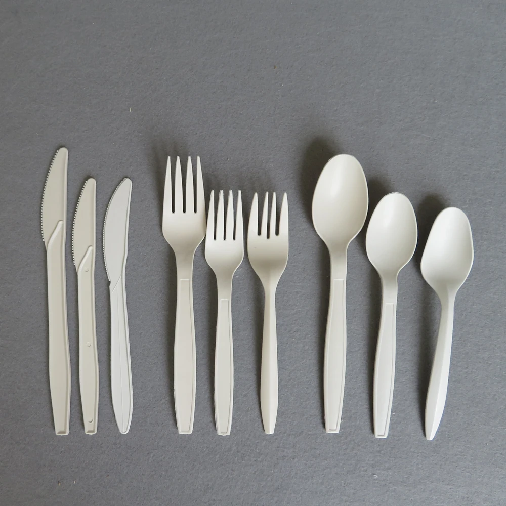 Biodegradable Disposable Cornstarch Knife Fork Spoon CPLA Plastic Cutlery Set
