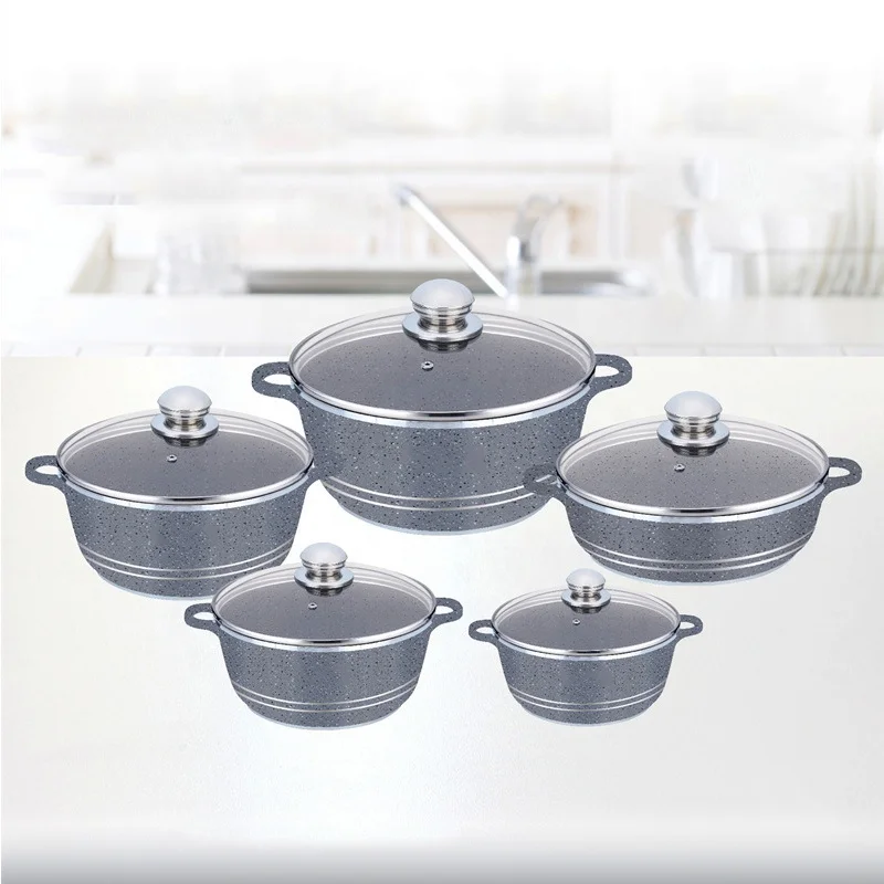 New Arrival 10 Pieces Cookingware Set Cooking Pot Kitchen Ware Cookwar Cook Pot Aluminum Cookware Set