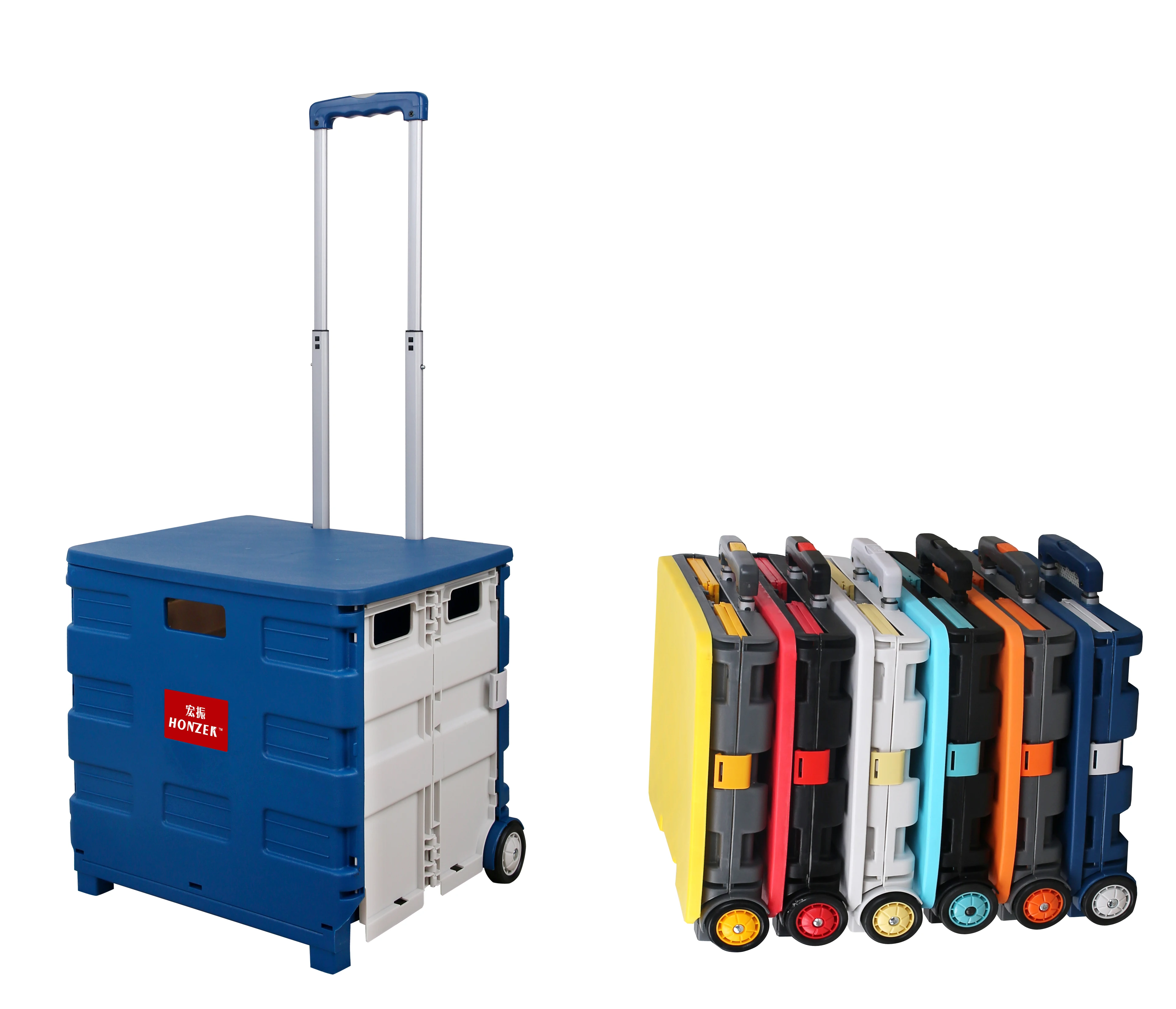 Collapsible Rolling  Supermarket Shopping trolley Folding Plastic Carry Hand Trolley Cart  Portable  with wheels