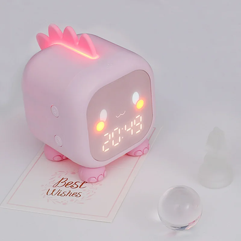 New fun dragon alarm clock usb voice time cartoon silicone lamp bedroom small night light intelligent alarm clock LED clock