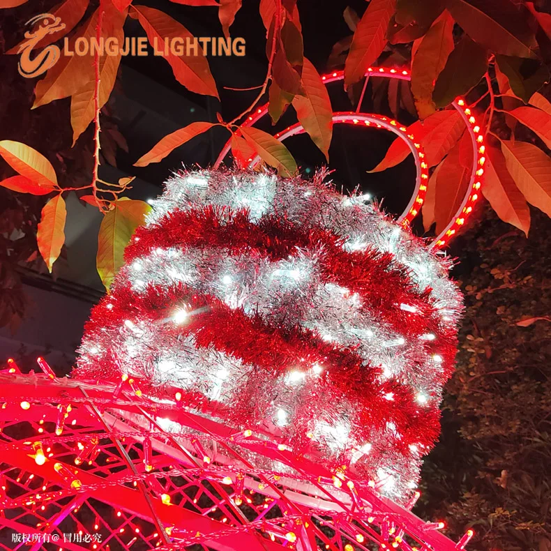 H:3.2m Decorative lighted giant ball christmas ornaments for outdoor