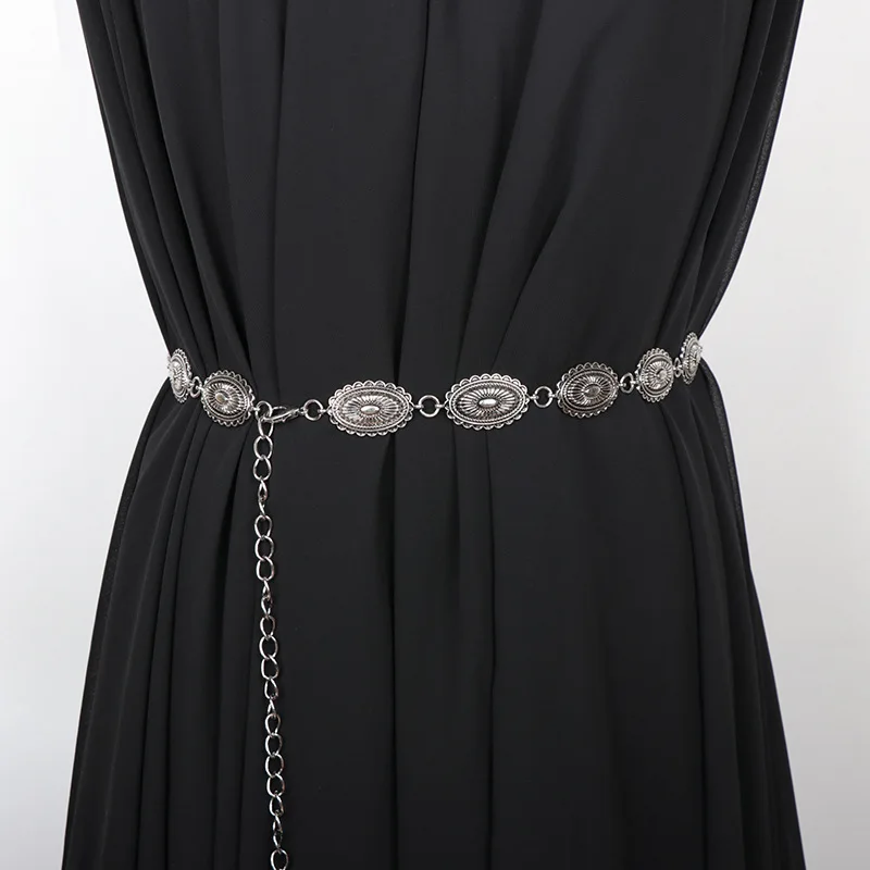 Fashion Costume Accessories Metal Chain Belt for Women Waist Chains for Dresses Jeans Western Cow Girl