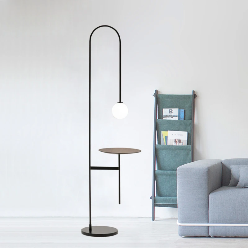 Modern glass bulb Iron Creative personalized simple living room standing corner light floor lamp with table