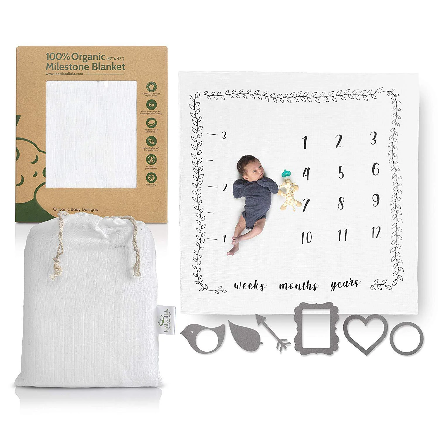 Best Months Watch Me Grow Newborn Girls or Boys Photo Prop Soft Photography Background Baby Monthly Milestone Blanket