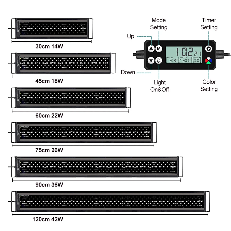 120cm IP68 Intelligent Freshwater Fish Tank Light Full Spectrum Aquarium LED With Timer