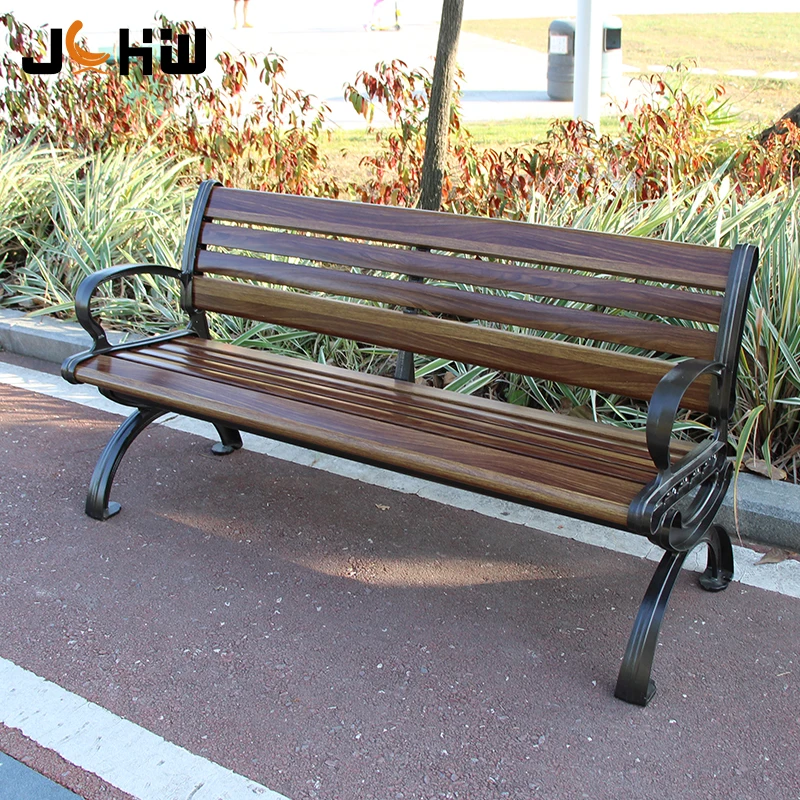 Hot sale metal wooden park bench outdoor garde street bench with cast aluminum leg