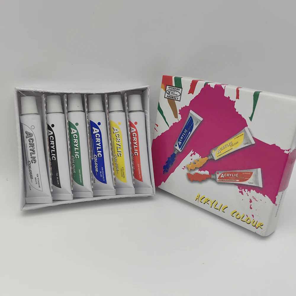 Factory Supplies Customized 12 ML Ideal Acrylic Art Paint Set for Canvas Wood Rock Painting Oil Watercolor Acrylic Paint Set