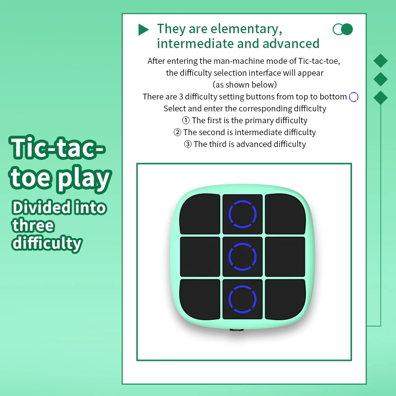 Electronic 2-in-1 Handheld Puzzle Game Smart Tic Tac Toe Game Toys