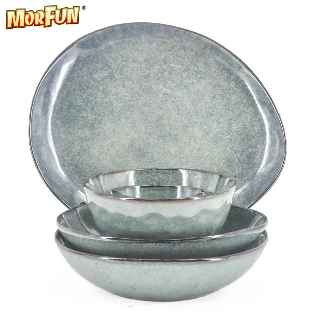 
2020 самые популярные столовые наборы из реактивной глазури с высококачественным комплектом посуды 