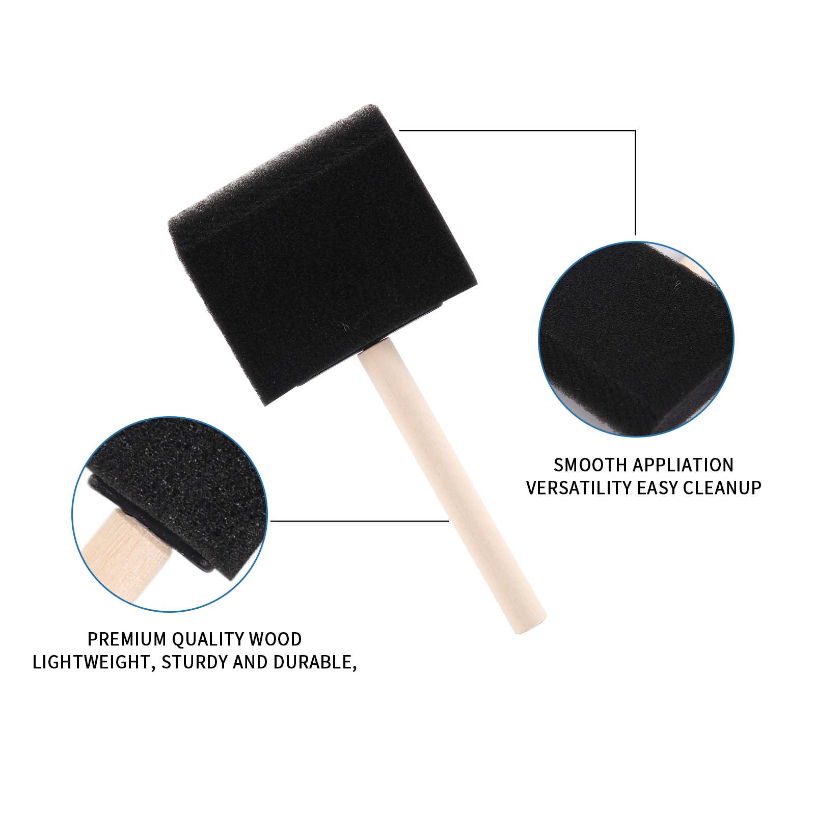 Glue Glass Dust Cleaning Foam Application Craft Paint Wooden Handle Graffiti Sponge Brush Glitter Art Tool