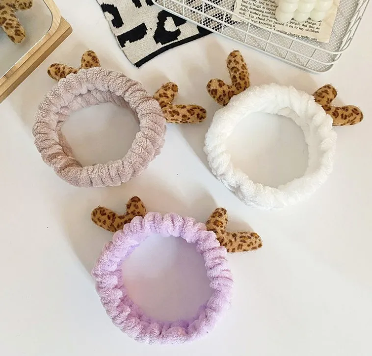 New Style Winter Deer Angle Elastic Hair Bands Plush Pine Tight Face Hairbands Washing Headbands For Women Hair Accessories