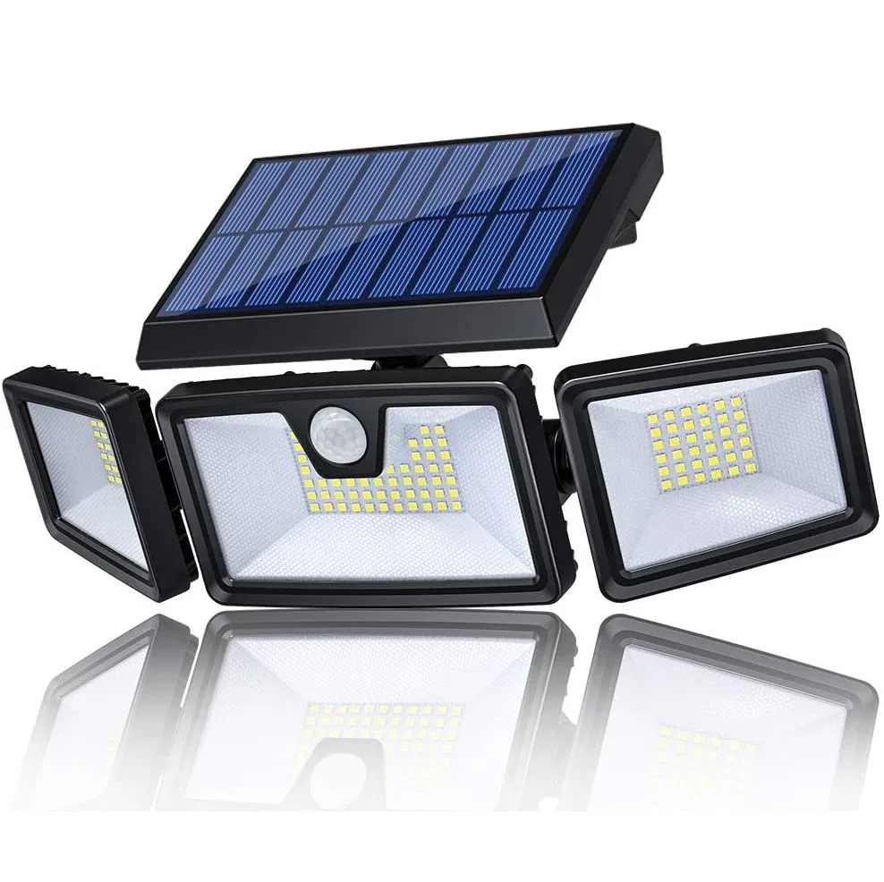 
Solar Lights Outdoor, 132 LED 800LM Wireless LED Solar Motion Sensor Lights Outdoor, 3 Adjustable Heads 
