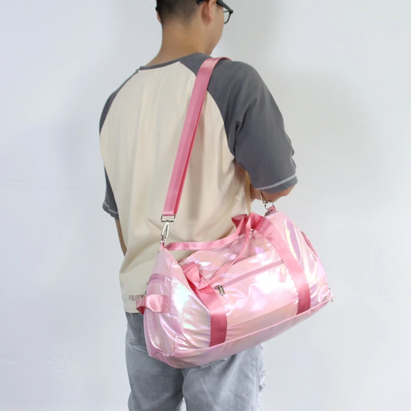 Custom Yoga Gym Travel Sneaker Storage Bag Holographic Gym Sport luxury Duffle Bag Weekender Overnight Bag for women