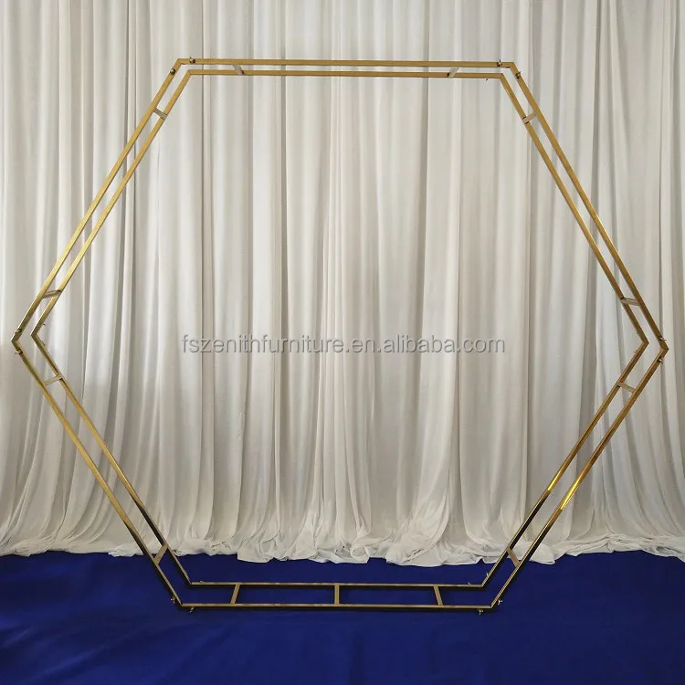 Wedding Supplies Back drops Decoration Gold Metal Hexagon Arch Frame Backdrop Stand With