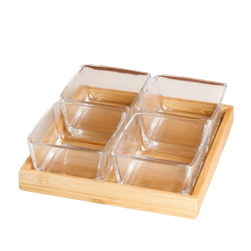 Snack bowl square dessert dish set combination wooden tray small cake Bowl party fruit plate