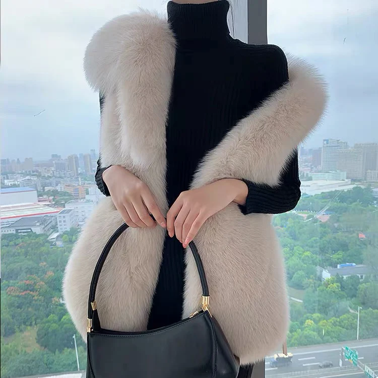 Luxury Fashion Women Winter Fur Waistcoats Clothes Real Fox Fur Vest for Women