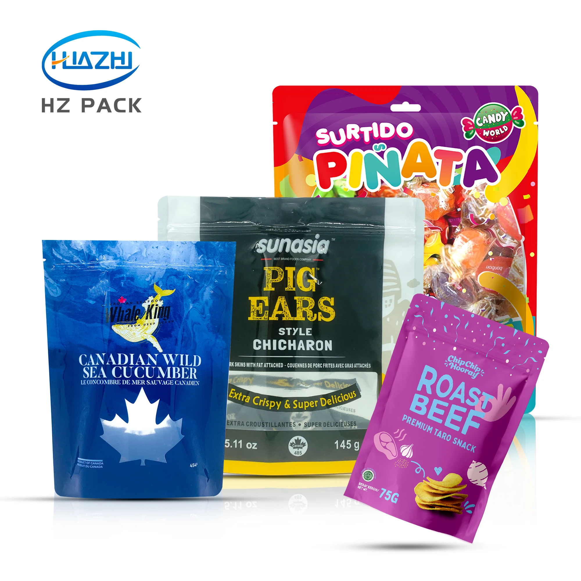 Custom Printing Food Grade Matte Plastic Stand Up Pouch With Zipper Doypack Bags For Biscuits Popcorn Candy Food Snack Packaging