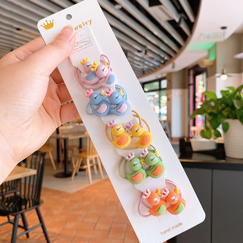 10PCS/Set Cute Baby Cartoon Animals Hair bands Girls Elastic Rubber Band Headwear Kids Hair Accessories