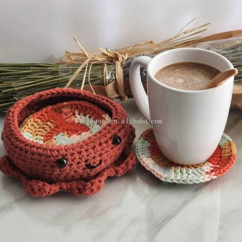 Cute Animal Macrame Table Mat Pad for Tea Coffee for Kitchen Use Cartoon Tea Mug Mats Animal Cushion Pad for Home