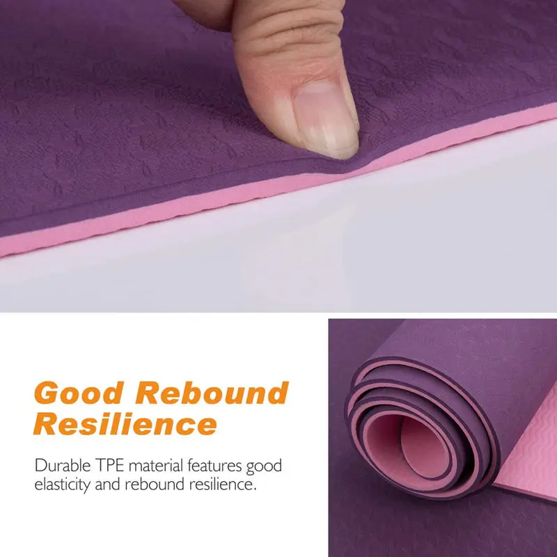 MKAS Double Color Men Women Soft Foam TPE Anti-Slip Yoga Mat 6Mm 10Mm Custom Logo 173Cm 183Cm Thick Rubber TPE Yoga Mat
