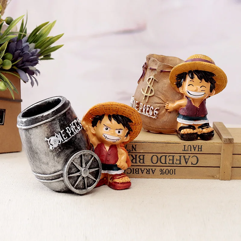 Wholesale Japanese Anime Cartoon One Piece Luffy Creative Student Pen Holder Birthday Gift Office Desktop Gift Decoration