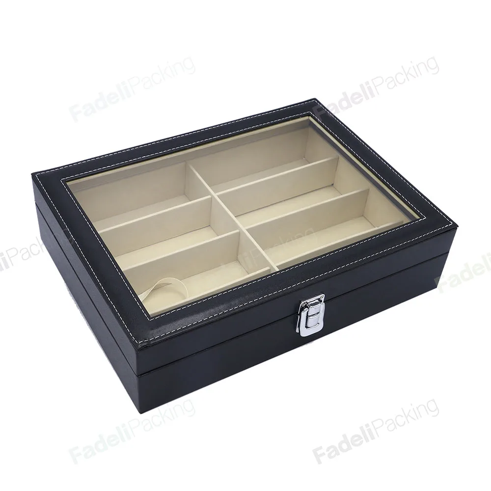 Glasses Storage Box Custom 8 slots Leather Glasses Packaging Cases Display
