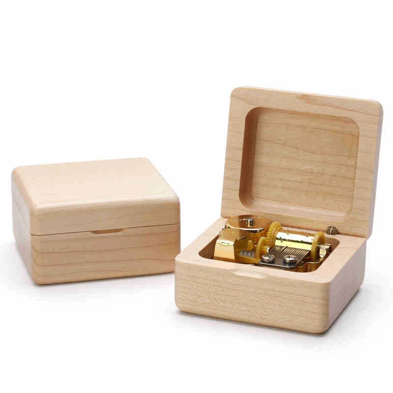 natural plain wood music box logo engrave custom song wooden music boxes
