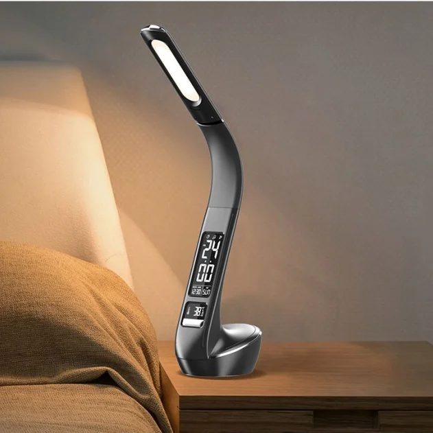 Flexible Goose Neck Arm Plastic Imitation Leather Texture Design Flexible Touch Dimmer Table Lamp