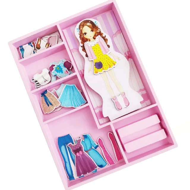 Creative Diy Magnet Wooden Puzzle Dress Up Girl Educational Toys Wooden Magnetic Children Dress Puzzle