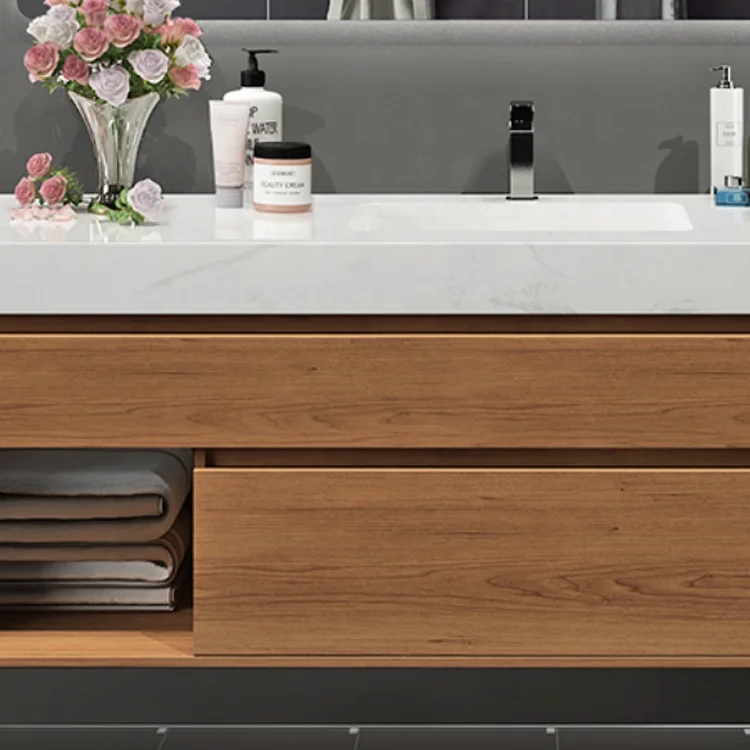 Modern Bath Waterproof Wooden Wall Mounted Bathroom Vanity / Sink Bathroom Cabinets