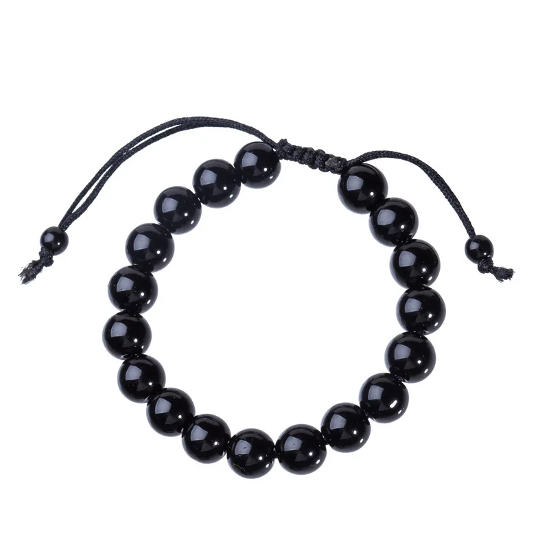 Hot Sale Healing Natural Agate Stone Crystal Chakra Black Onyx Obsidian Bead Bracelets For Men Women
