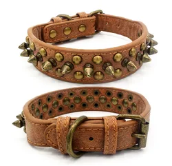 Factory Supplies Cool Punk  Anti Bite Spiked Rivets Studded Decorate Pu Leather Mushrooms pitbull Dog Collar For Large Dog