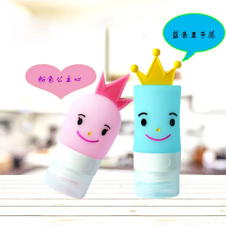 40ml pink blue cartoon silicone travel bottle empty silica cosmetic gel doll sub bottling food grade extrusion bottle (1600219340856)