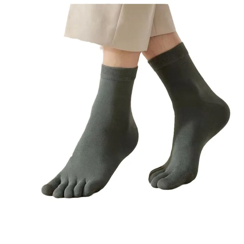 Unisex Men and Women Five Fingers Socks Breathable Cotton Socks Sports Running Solid Color Black White Grey Socks