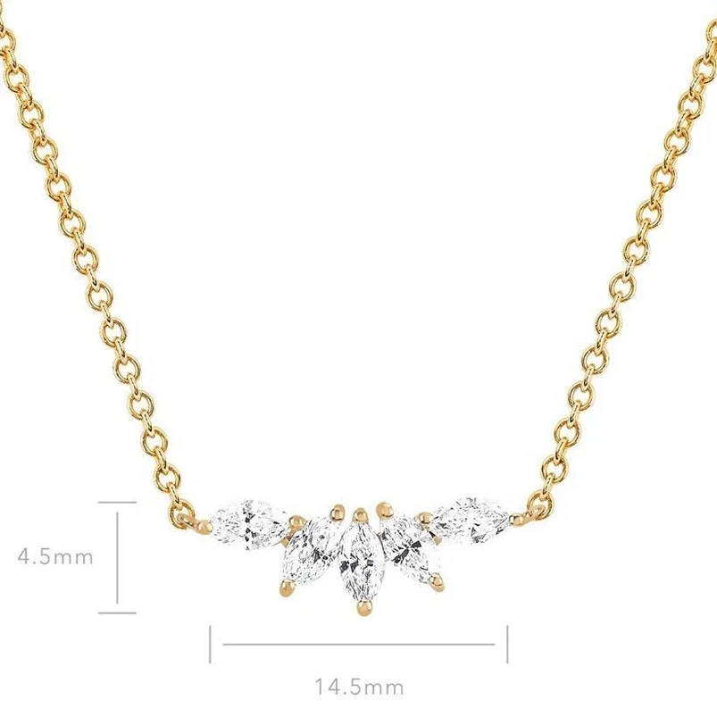 Gemnel 925 silver jewelry popular 14K gold pave diamond bar necklaces for women