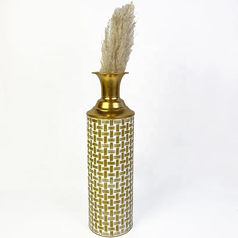 Lander Light Luxury Gold Art Deco round Metal Table Vase Wedding Decorative Floor Vase