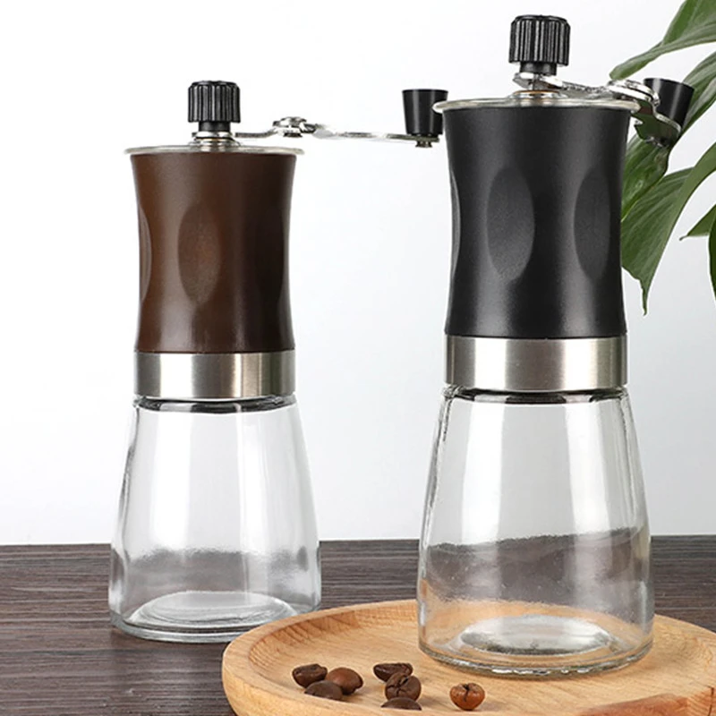 Household Small Portable Hand Crank Multifunction Professional Conical Glass Coffee Grinder