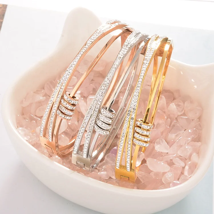 Stainless Steel 316 Italian Jewellery Gold Bangles Accessories Fashion Woman Natural Stone Jewelry